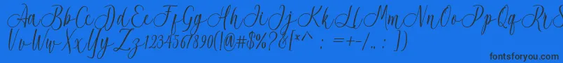 Acrobad-Schriftart – Schwarze Schriften auf blauem Hintergrund