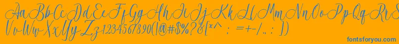 Acrobad-Schriftart – Blaue Schriften auf orangefarbenem Hintergrund