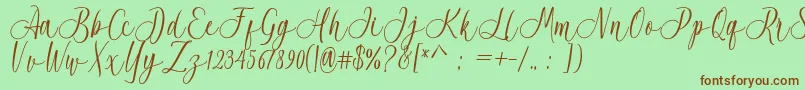 Acrobad-Schriftart – Braune Schriften auf grünem Hintergrund