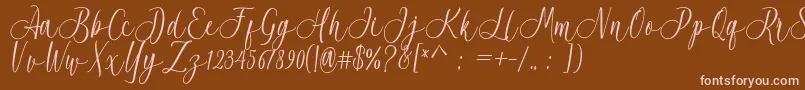 Acrobad-Schriftart – Rosa Schriften auf braunem Hintergrund