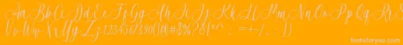 Weitere Informationen zur Acrobad-Schriftart Acrobad-Schriftart – Rosa Schriften auf orangefarbenem Hintergrund