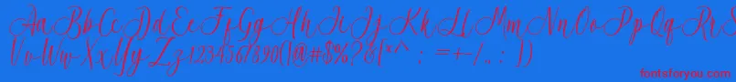 Acrobad-Schriftart – Rote Schriften auf blauem Hintergrund