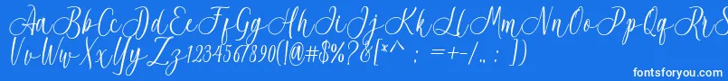 Acrobad-Schriftart – Weiße Schriften auf blauem Hintergrund