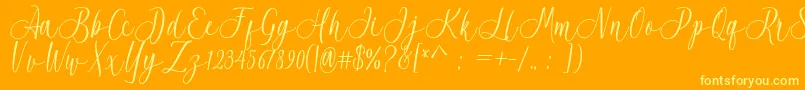 Acrobad-Schriftart – Gelbe Schriften auf orangefarbenem Hintergrund