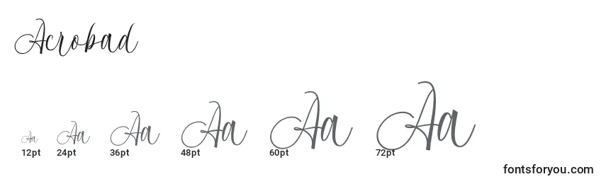Acrobad Font Sizes
