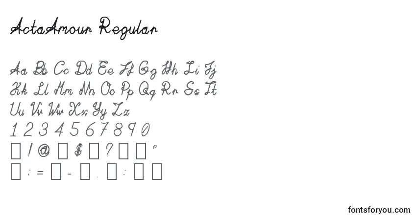 Schriftart ActaAmour Regular – Alphabet, Zahlen, spezielle Symbole