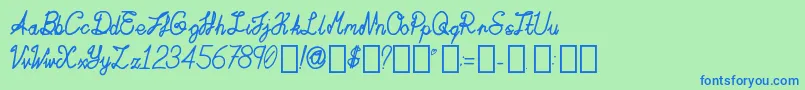 ActaAmour Regular-Schriftart – Blaue Schriften auf grünem Hintergrund