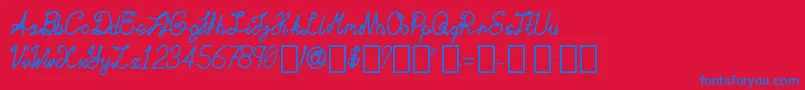 フォントActaAmour Regular – 赤い背景に青い文字