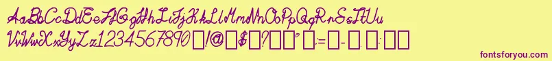 ActaAmour Regular-Schriftart – Violette Schriften auf gelbem Hintergrund