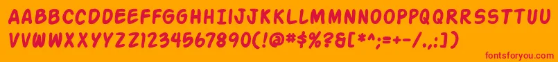 Action Man Bold-Schriftart – Rote Schriften auf orangefarbenem Hintergrund
