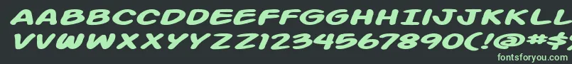Шрифт Action Man Extended Bold Italic – зелёные шрифты на чёрном фоне