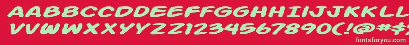 Action Man Extended Bold Italic Font – Green Fonts on Red Background