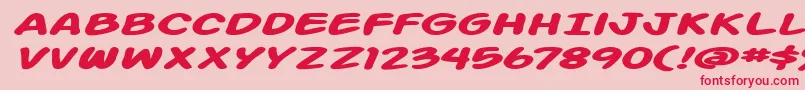 フォントAction Man Extended Bold Italic – ピンクの背景に赤い文字