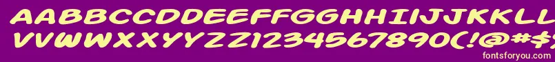 Action Man Extended Bold Italic Font – Yellow Fonts on Purple Background