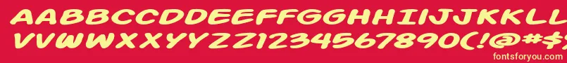 Action Man Extended Bold Italic Font – Yellow Fonts on Red Background