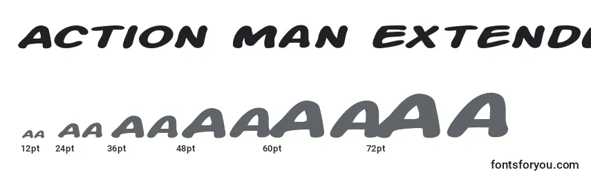 Größen der Schriftart Action Man Extended Bold Italic