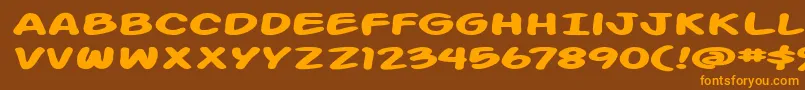 Action Man Extended Bold-Schriftart – Orangefarbene Schriften auf braunem Hintergrund