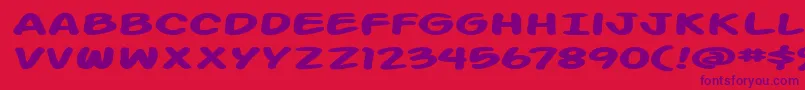 Czcionka Action Man Extended Bold – fioletowe czcionki na czerwonym tle