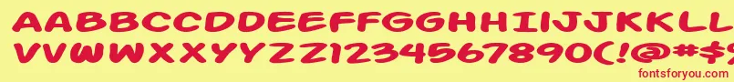 フォントAction Man Extended Bold – 赤い文字の黄色い背景