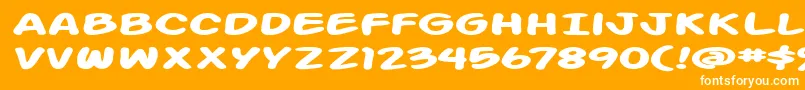 Action Man Extended Bold-Schriftart – Weiße Schriften auf orangefarbenem Hintergrund