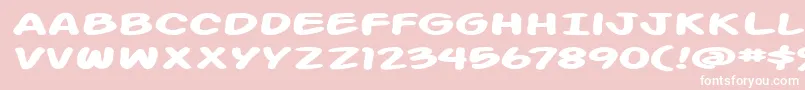 Action Man Extended Bold-Schriftart – Weiße Schriften auf rosa Hintergrund