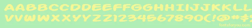 フォントAction Man Extended Bold – 黄色の文字が緑の背景にあります