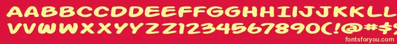 Action Man Extended Bold-Schriftart – Gelbe Schriften auf rotem Hintergrund