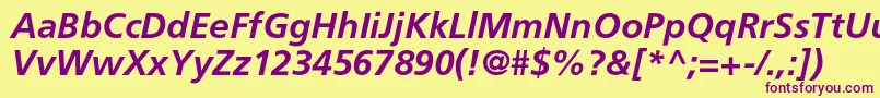 AgforeignerlightcBolditalic Font – Purple Fonts on Yellow Background