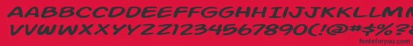 Fonte Action Man Extended Italic – fontes pretas em um fundo vermelho