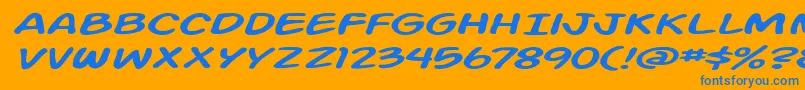 Action Man Extended Italic Font – Blue Fonts on Orange Background