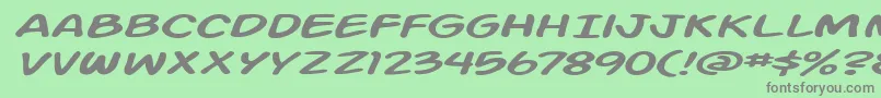 Action Man Extended Italic-fontti – harmaat kirjasimet vihreällä taustalla