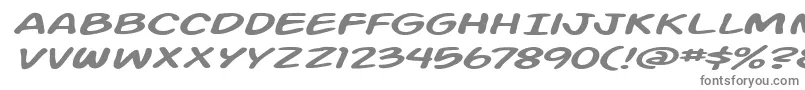 Fonte Action Man Extended Italic – fontes cinzas em um fundo branco