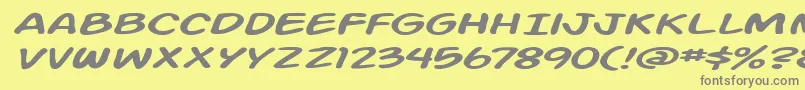Action Man Extended Italic-Schriftart – Graue Schriften auf gelbem Hintergrund