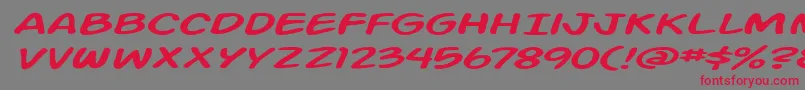Czcionka Action Man Extended Italic – czerwone czcionki na szarym tle