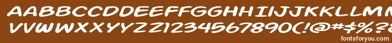 フォントAction Man Extended Italic – 茶色の背景に白い文字
