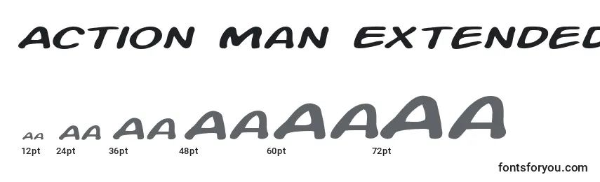 Tamanhos de fonte Action Man Extended Italic