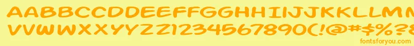 Action Man Extended Font – Orange Fonts on Yellow Background