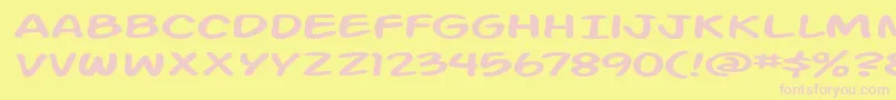 Action Man Extended-Schriftart – Rosa Schriften auf gelbem Hintergrund