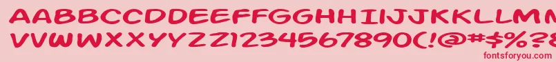 Action Man Extended-Schriftart – Rote Schriften auf rosa Hintergrund