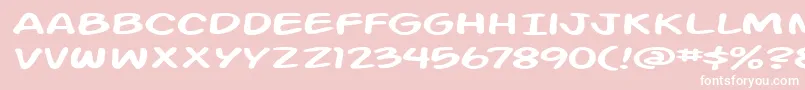 Action Man Extended-Schriftart – Weiße Schriften auf rosa Hintergrund