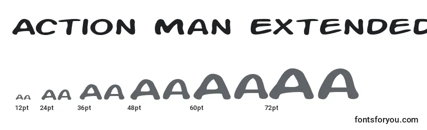 Размеры шрифта Action Man Extended