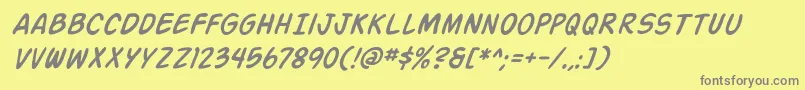 Czcionka Action Man Italic – szare czcionki na żółtym tle
