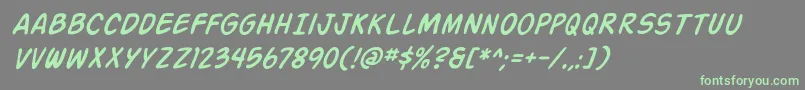 Czcionka Action Man Italic – zielone czcionki na szarym tle