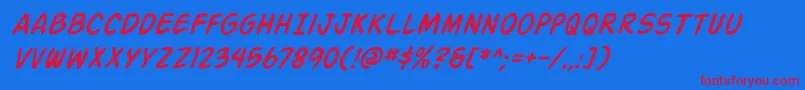 fuente Action Man Italic – Fuentes Rojas Sobre Fondo Azul