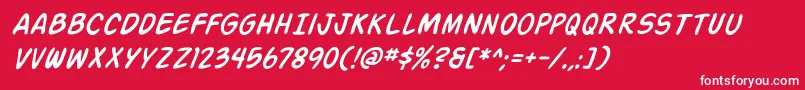 Action Man Italic Font – White Fonts on Red Background