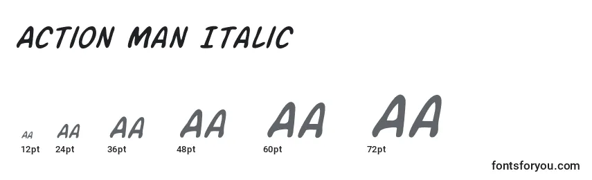 Размеры шрифта Action Man Italic