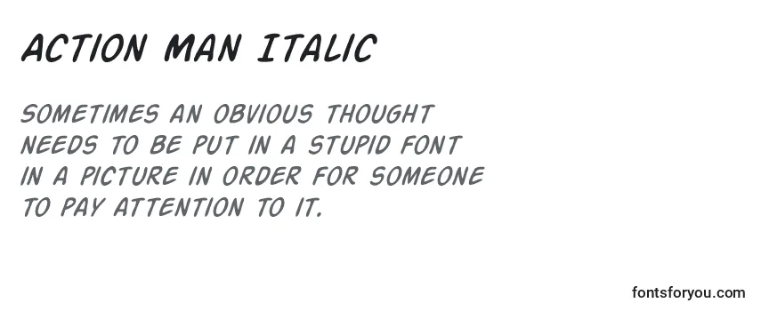 Review of the Action Man Italic Font