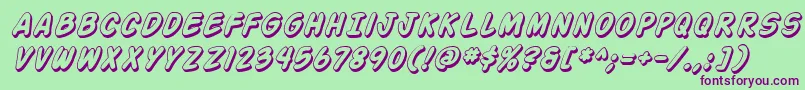 Action Man Shaded Italic Font – Purple Fonts on Green Background