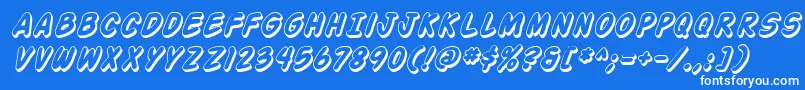 Czcionka Action Man Shaded Italic – białe czcionki na niebieskim tle