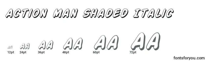 Tailles de police Action Man Shaded Italic